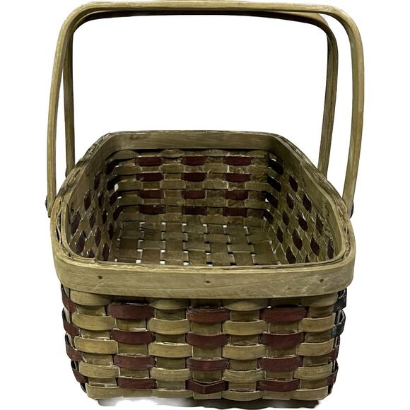 American Patriotic Themed Basket Vintage 15" With Handles Harvest Storage Decor - Picture 5 of 9